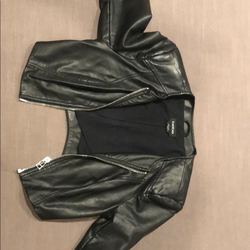 Bebe XS Faux Leather Jacket Mint
